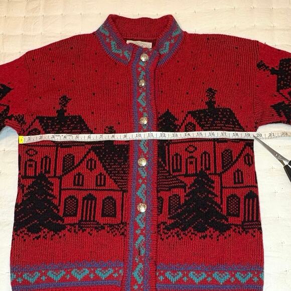 Vintage Alps Wool Cardigan Sweater Women's M | Red Nordic Christmas Preppy - Picture 8 of 11